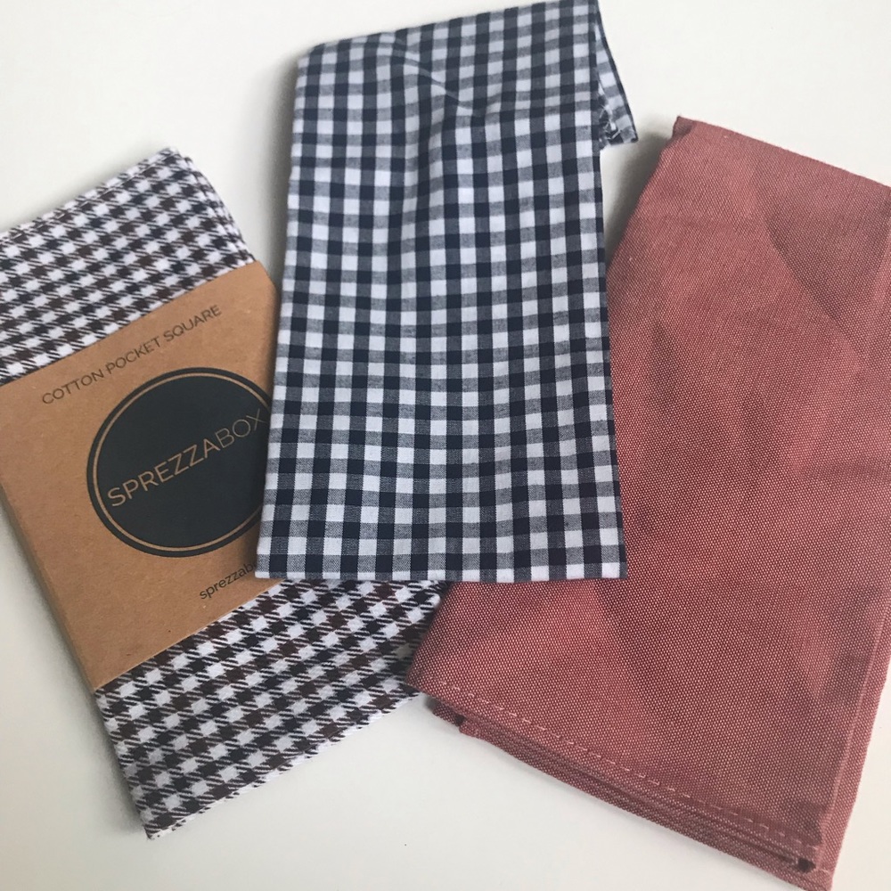 Lot of three cotton pocket squares